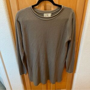 Express Tricot Ribbed Knit Long Sleeve Top Women’s Size Small Taupe Gray Vintage